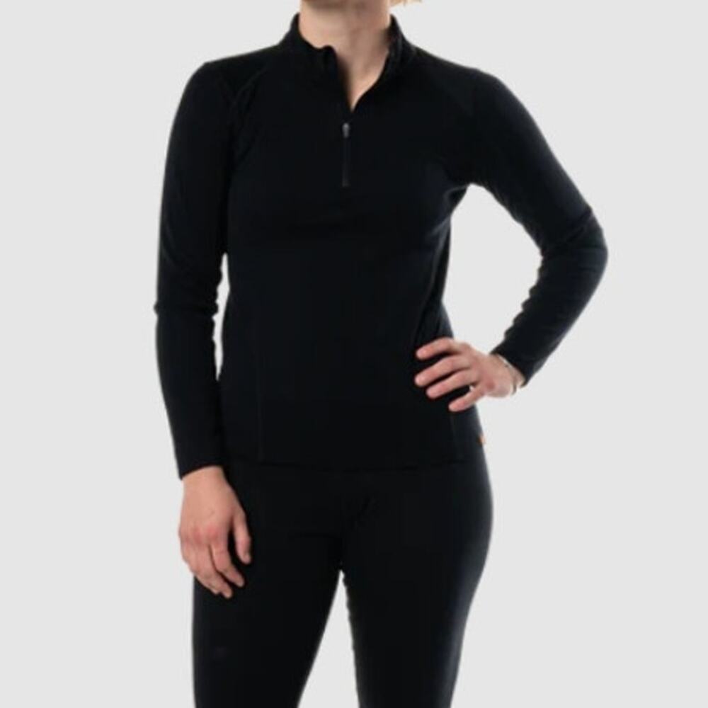 Point6 Black Base Layer Long Sleeve Mid-Weight 1/4 Zip Top Size M